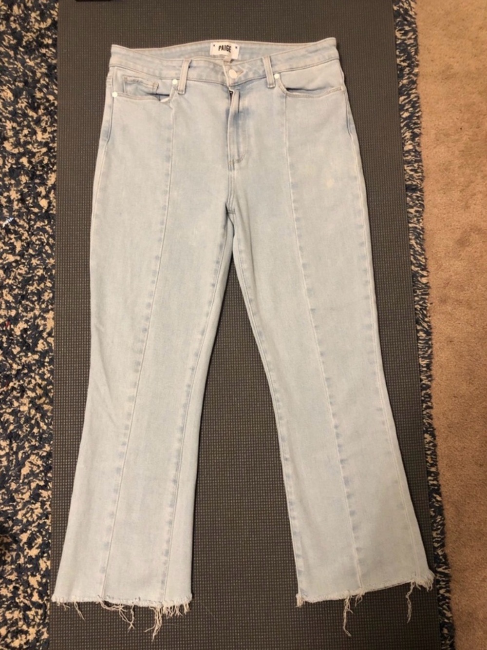 PAIGE Pale Blue High-Rise Wide Leg Jeans
